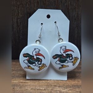 University of Miami Earrings Hurricanes College Alumni Souvenir Dangle Drop